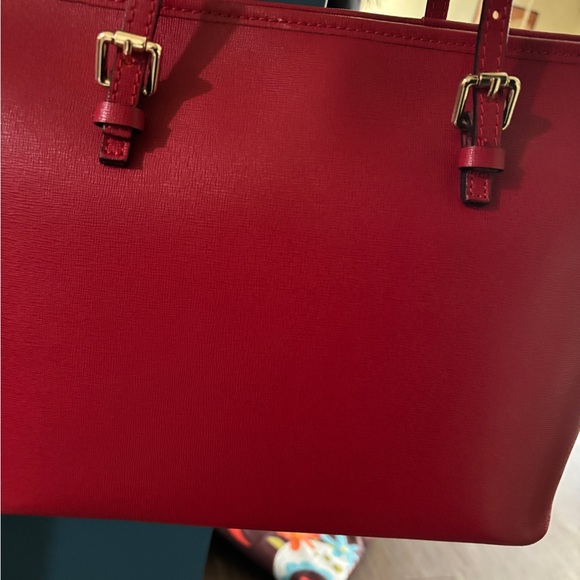 Italian leather Classic Red Leather Tote - Picture 3 of 6